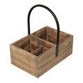 H2H Wood Compartment Caddy with High Center Metal Handle H2985626